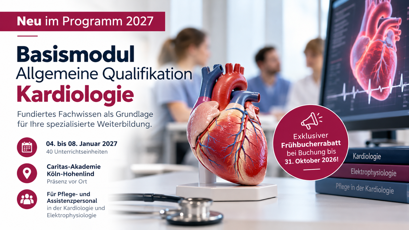 Kardiologie-Weiterbildung mit Herz und EKG